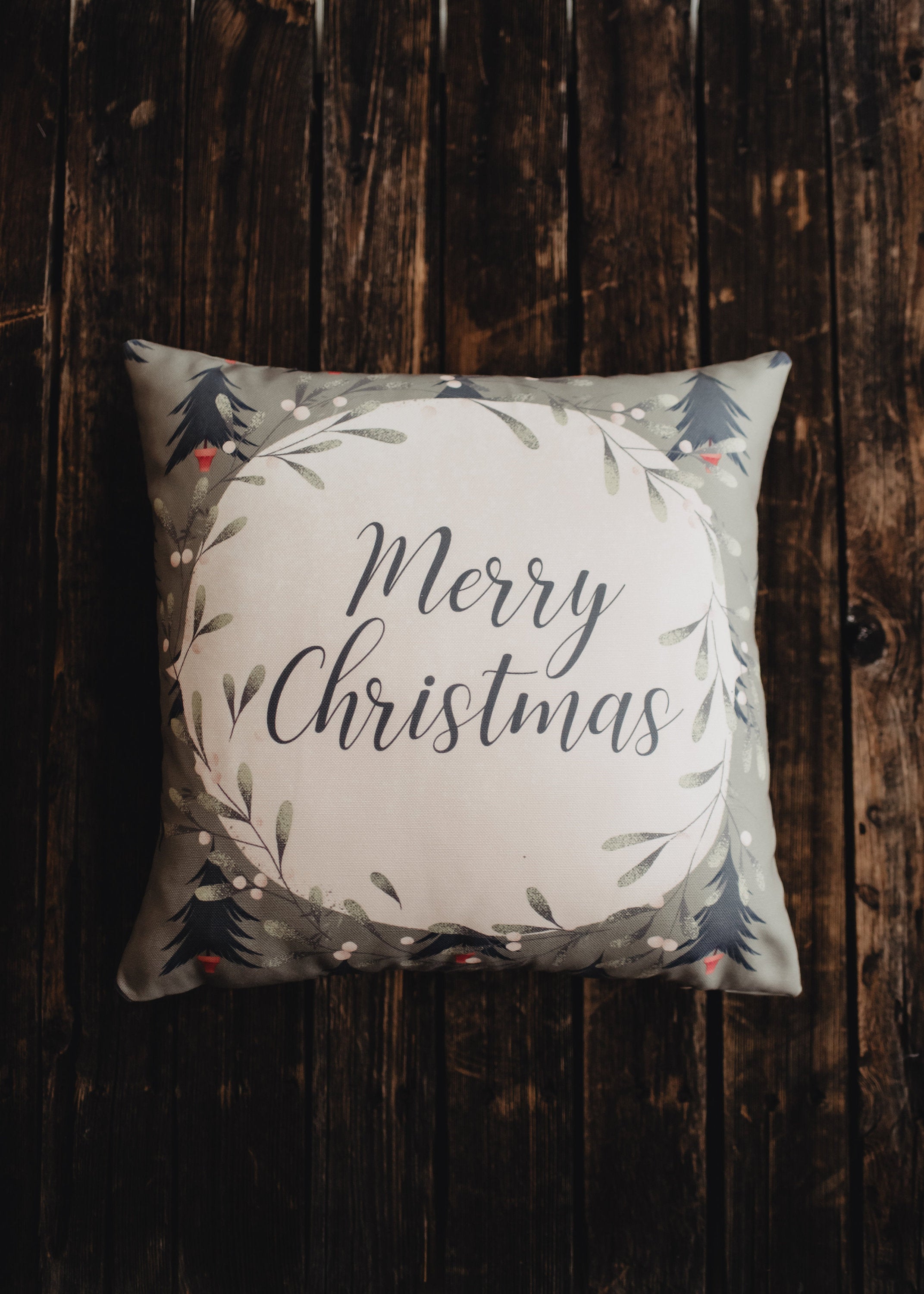 Buy Beige Merry Christmas Throw Pillow Cover by UniikPillows
