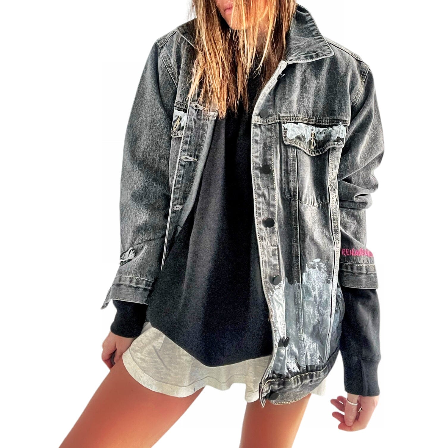 Buy Beyond Silver' Denim Jacket by Wren + Glory