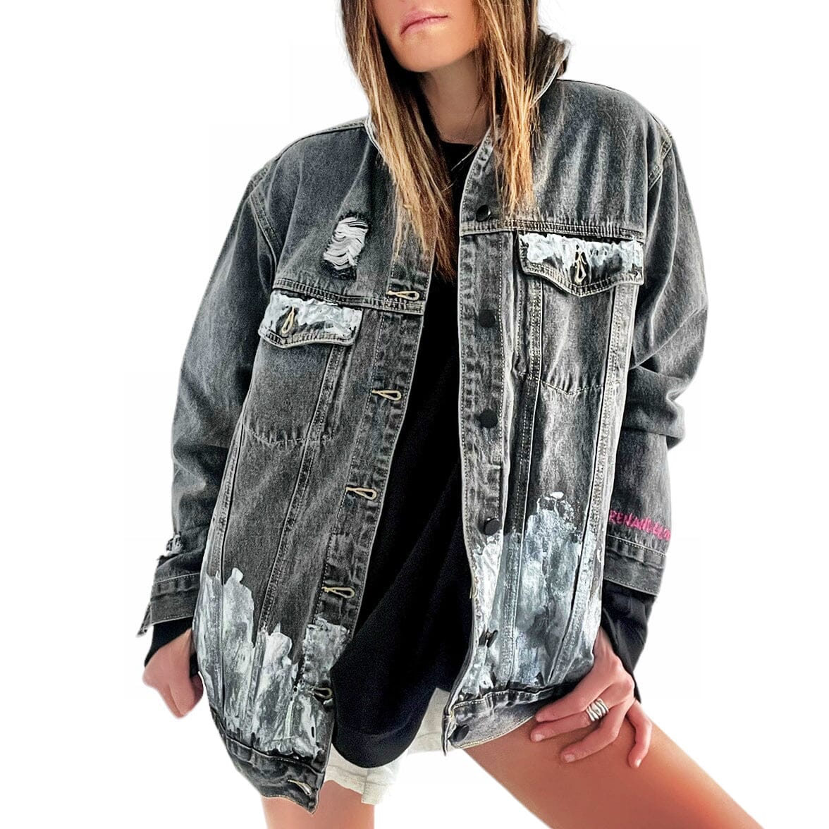 Buy Beyond Silver' Denim Jacket by Wren + Glory