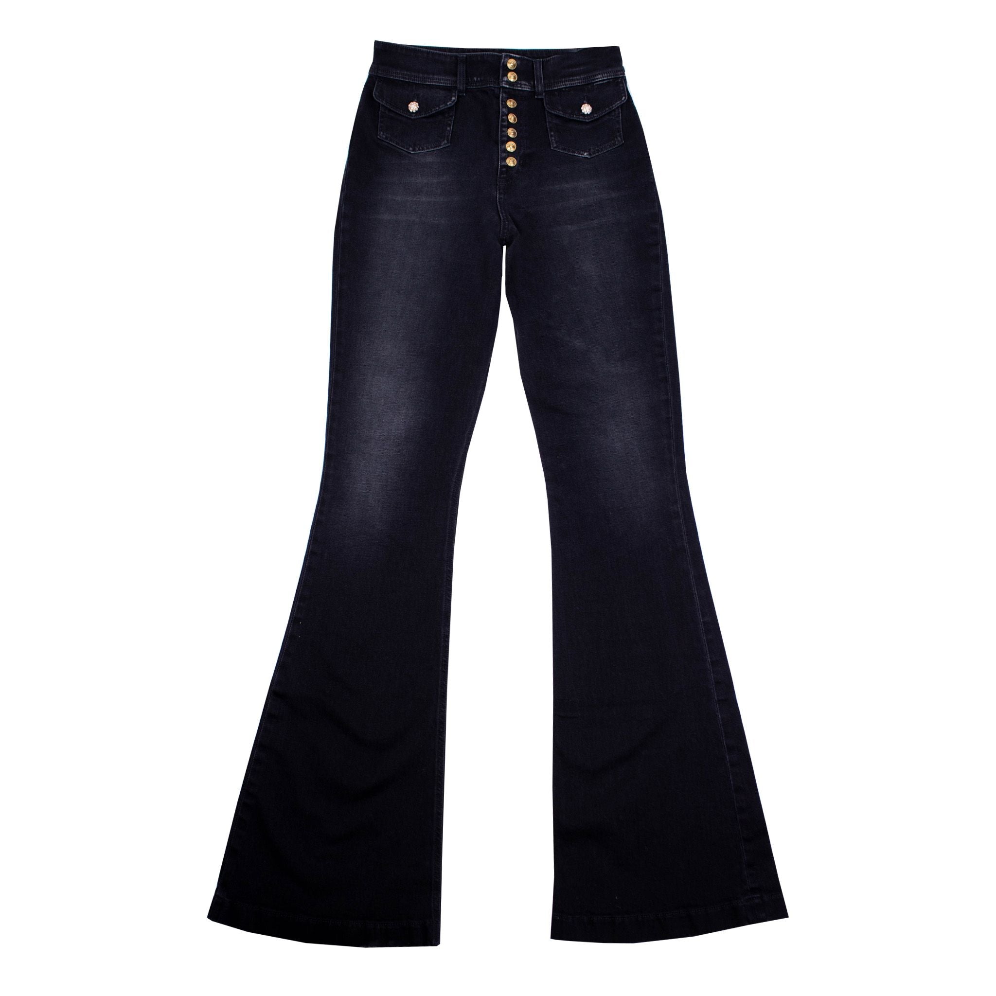 Elegant High-Waist Flared Denim Jeans
