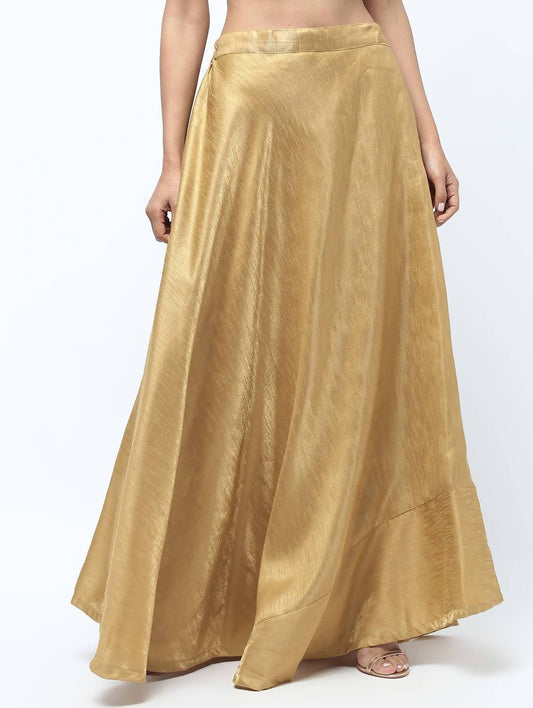 Buy Cheera Golden Color Silk Blend Long Skirt by Distacart