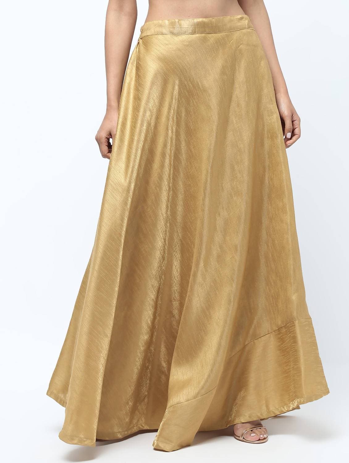 Buy Cheera Golden Color Silk Blend Long Skirt by Distacart