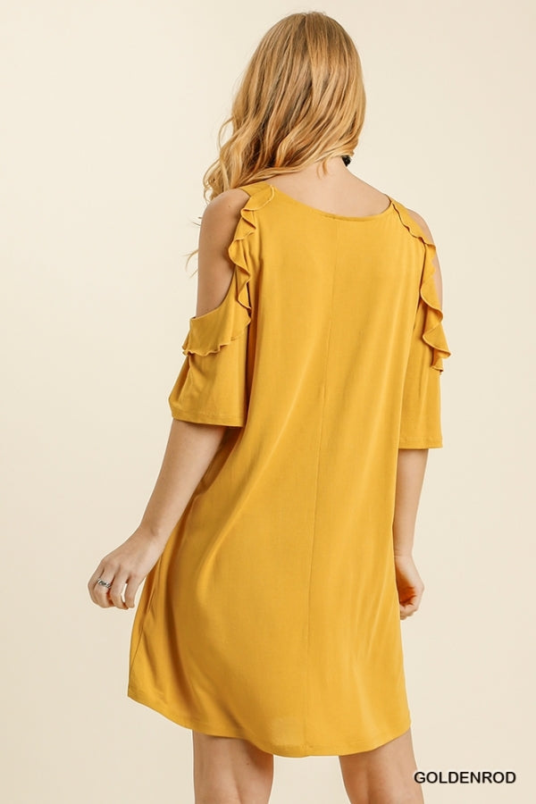 Buy Cold Shoulder Ruffle Trimmed Detail Half Sleeve Dress by Sensual Fashion Boutique