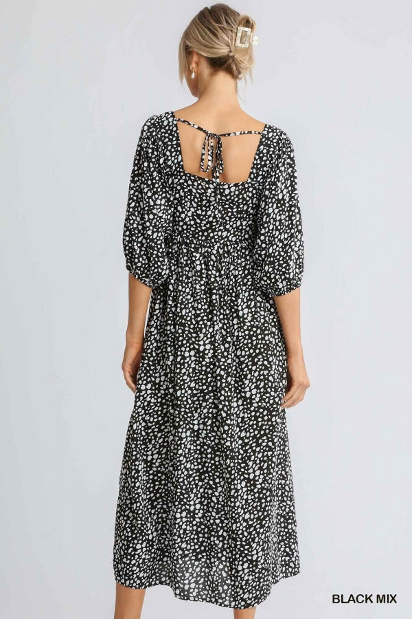 Buy Animal Print Square Neckline Half Sleeve Smocked Maxi Dress by Sensual Fashion Boutique