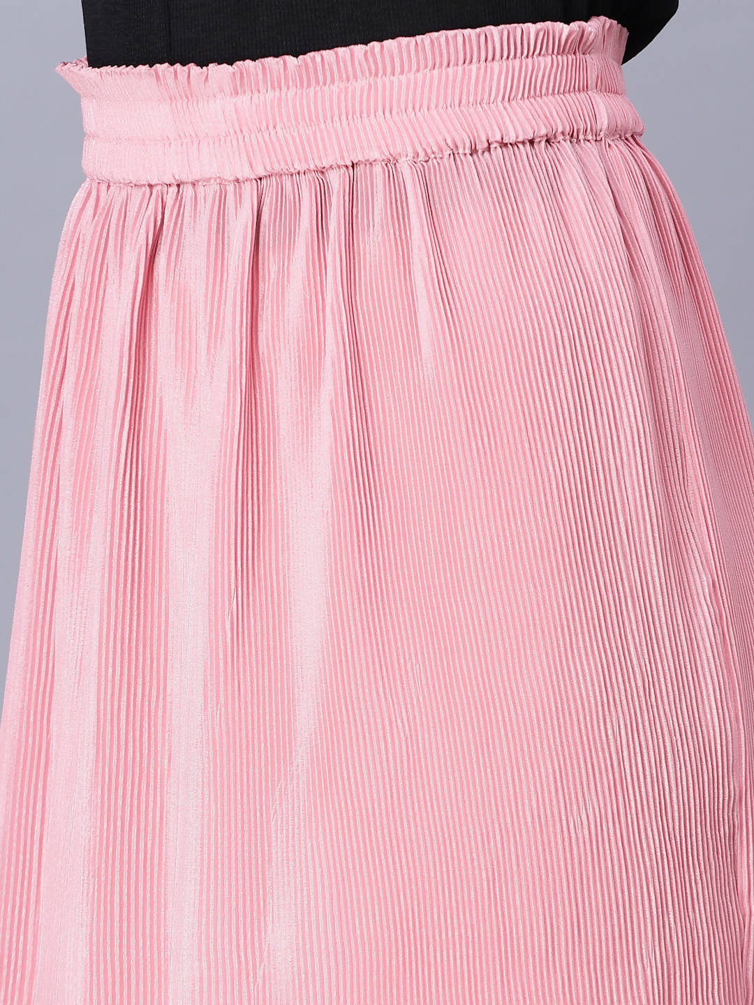 Myshka Chiffon Solid Pink Women Skirt