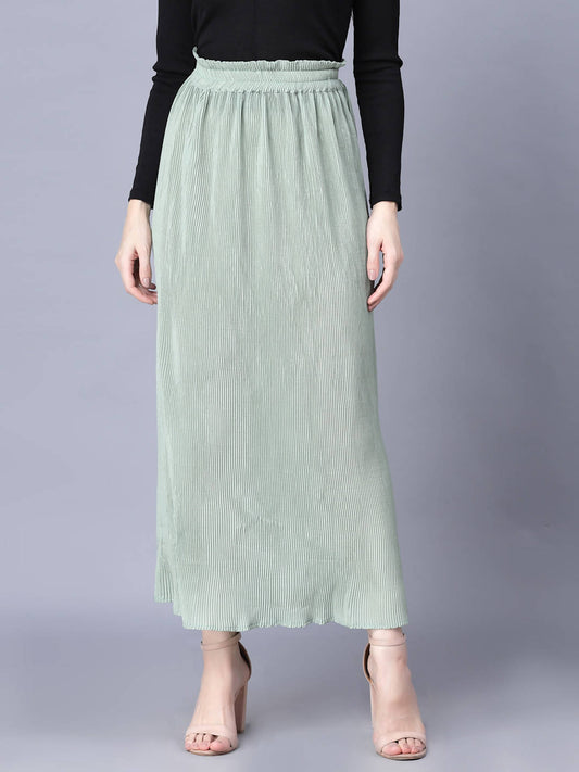 Buy Myshka Chiffon Solid Green Women Skirt by Distacart