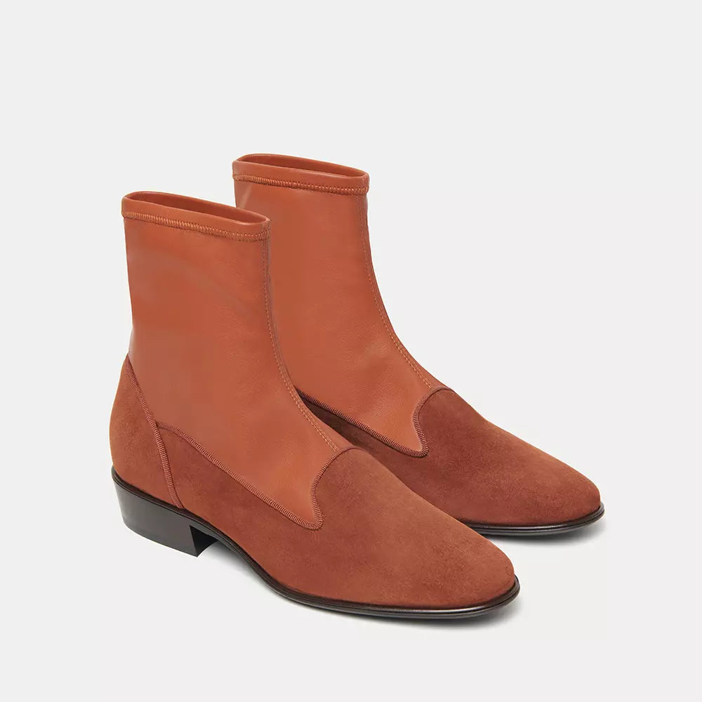 Elegant Suede Ankle Boots in Rich Brown