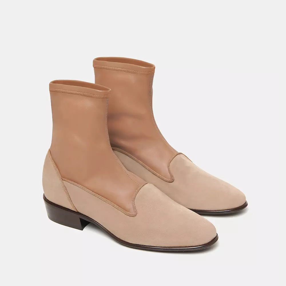 Elegant Suede Ankle Boots in Beige