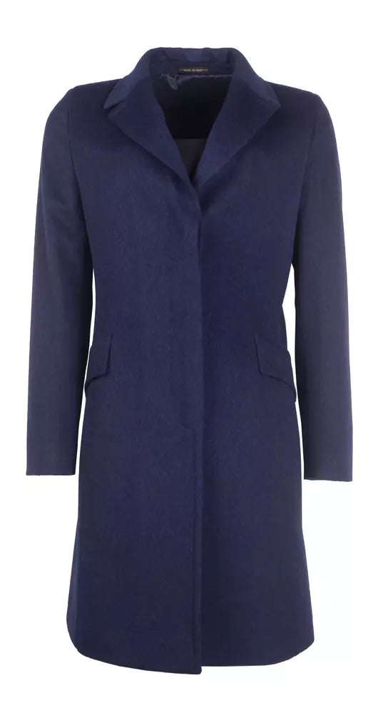 Elegant Virgin Wool Blue Coat for Her