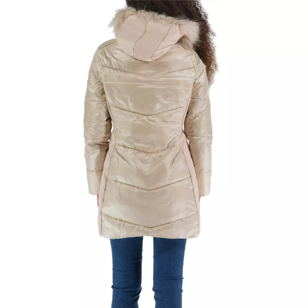 Chic Beige Padded Hooded Jacket