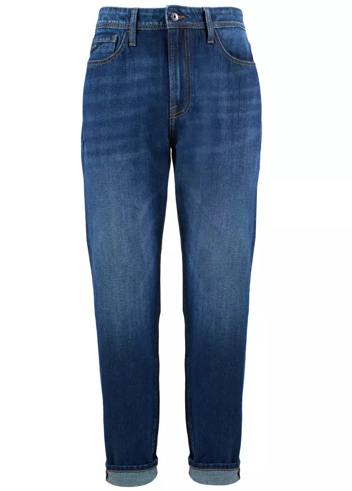 Chic Regular Fit Blue Cotton Jeans for Men