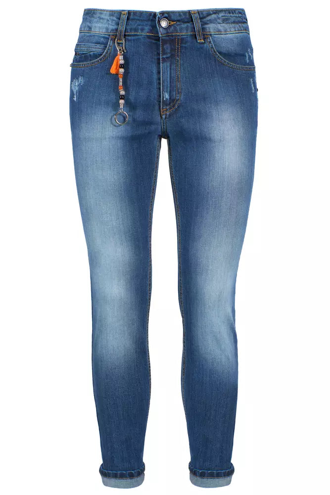 Chic Slim Fit Men's Jeans - Versatile Blue Denim