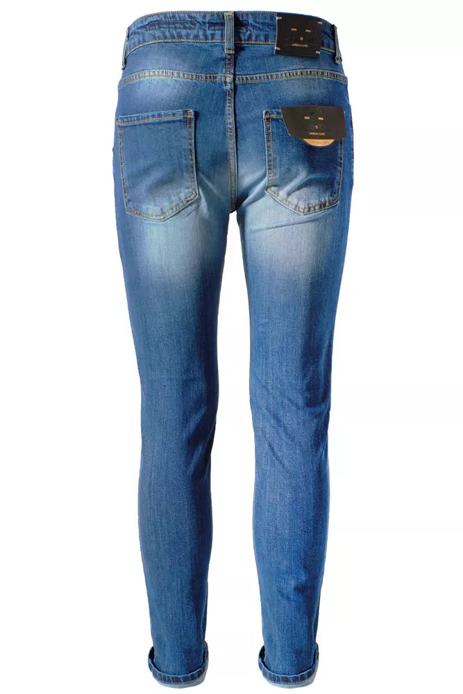 Chic Slim Fit Men's Jeans - Versatile Blue Denim