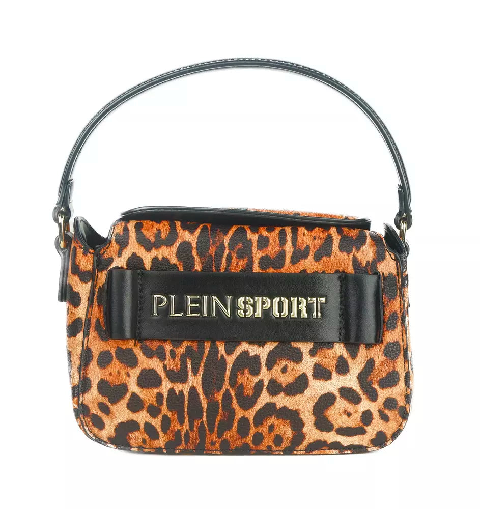 Chic Leopard Print Shoulder Bag with Logo Detail