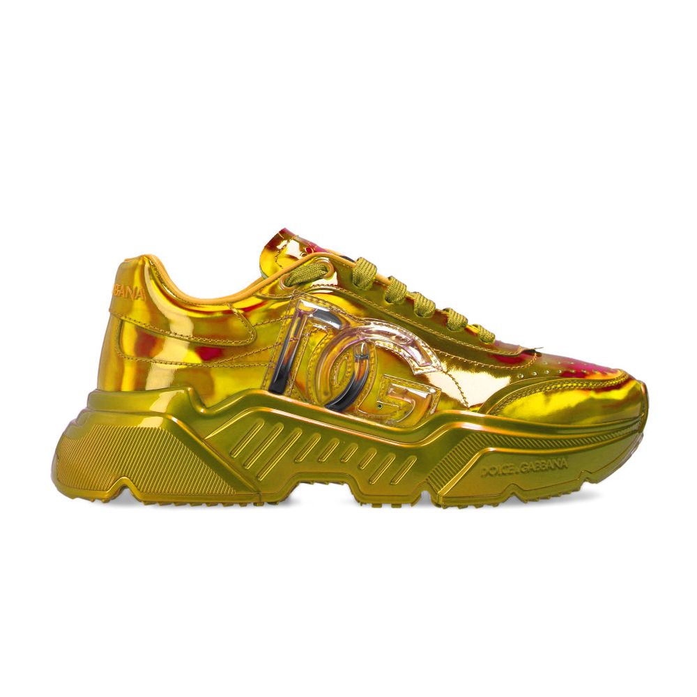 Fluorescent Yellow Calfskin High Sneakers
