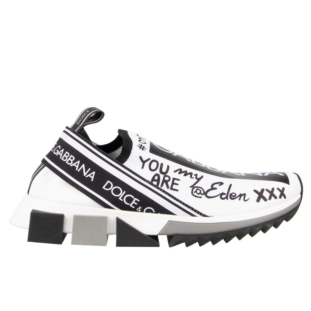 Monochrome Scripted Stretch Sneakers