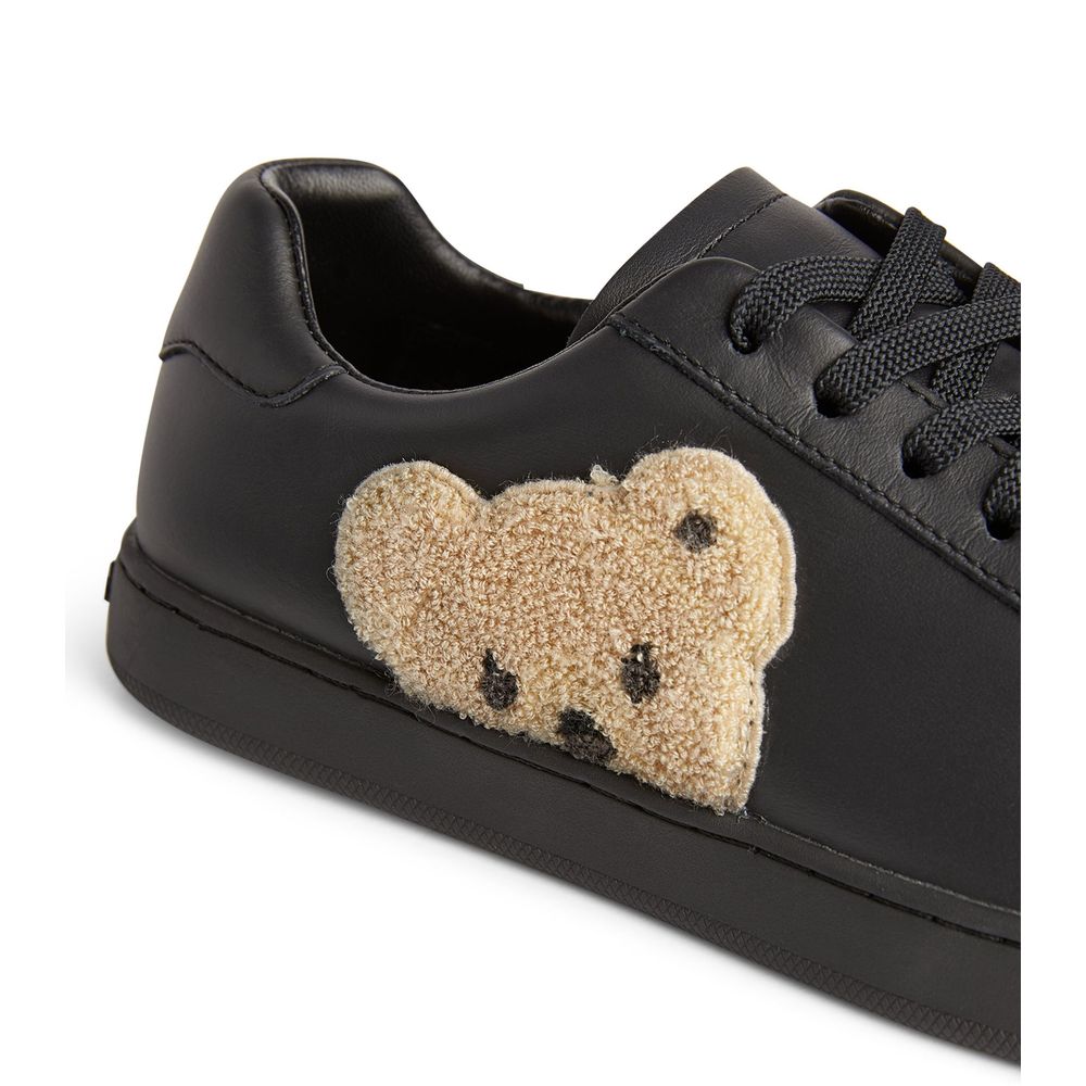 Unisex Teddy Bear Leather Sneakers - Black