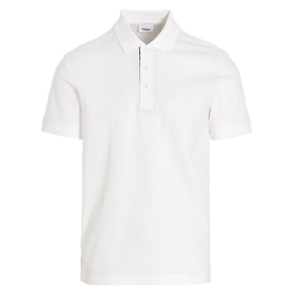 Elegant White Pique Cotton Polo Shirt