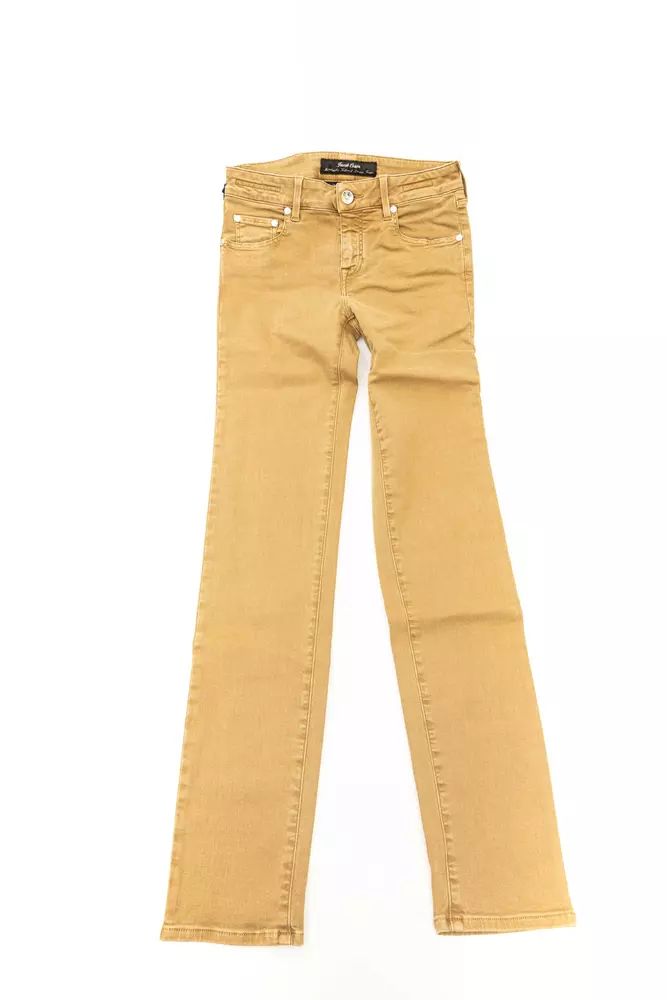 Chic Beige Vintage-Inspired Designer Jeans