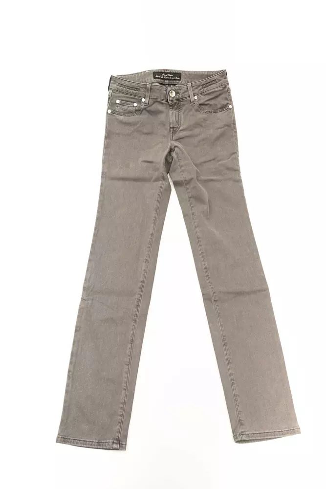 Chic Vintage-Inspired Gray 5-Pocket Jeans