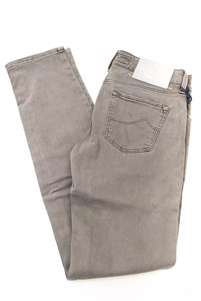 Chic Vintage-Inspired Gray 5-Pocket Jeans