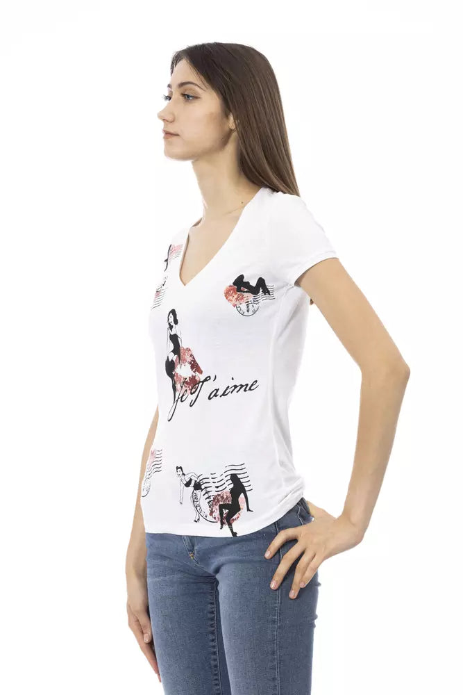 Chic V-Neck Tee with Graphic Elegance
