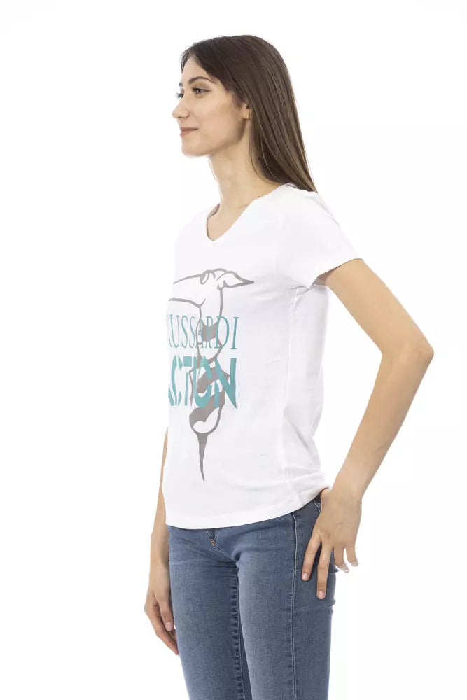 Chic V-Neck Tee with Front Print