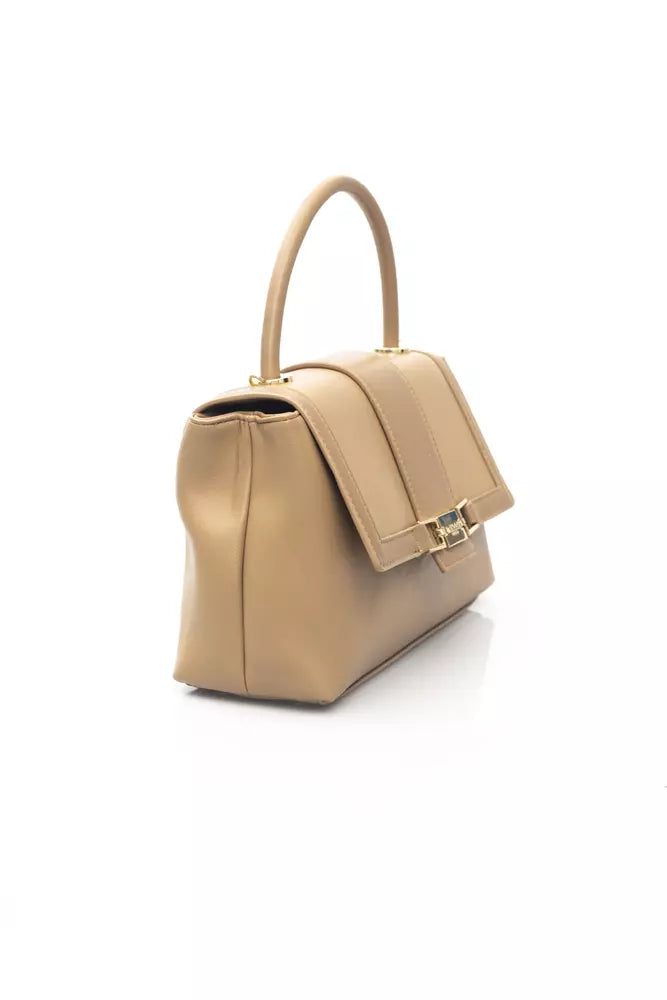 Beige Chic Shoulder Bag with Golden Details