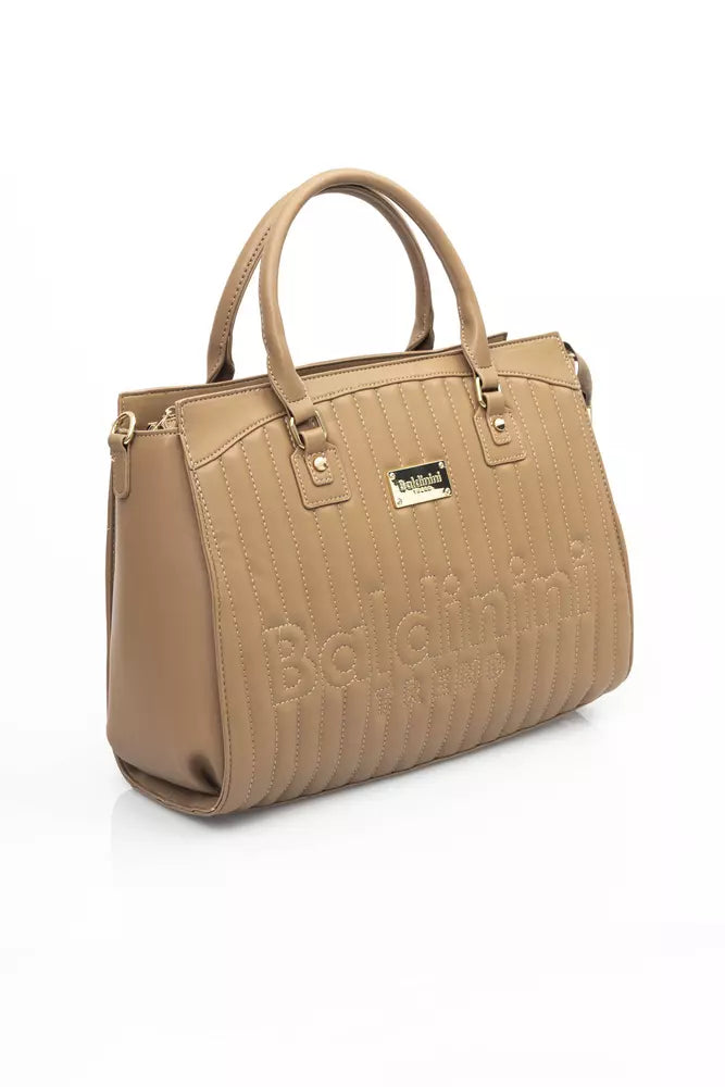 Beige Golden Detail Shoulder Bag