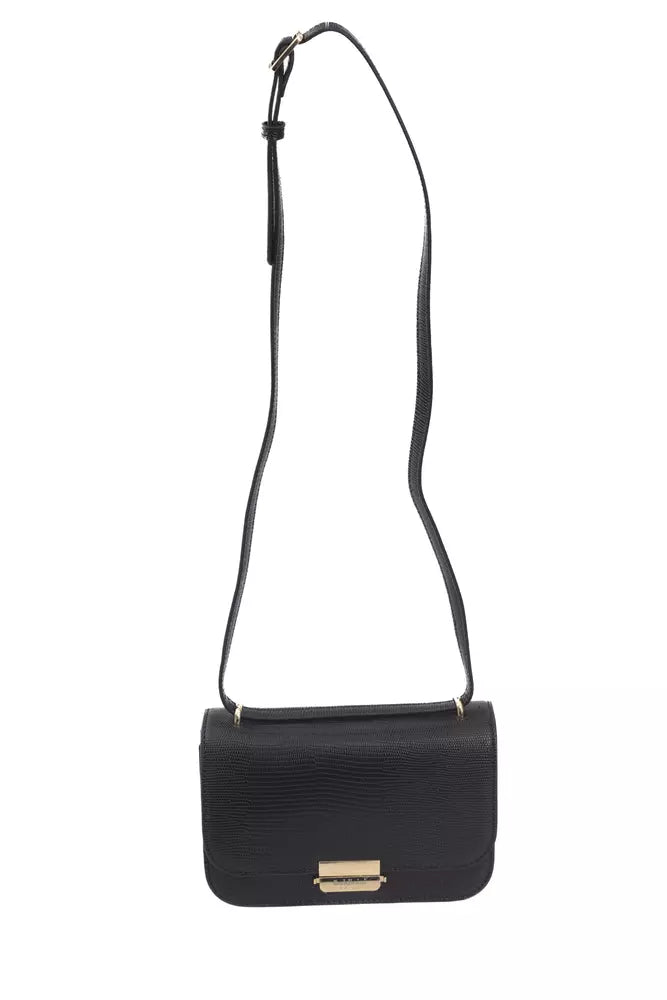 Chic Black Crossbody With Golden Accents