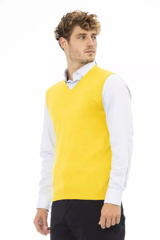 Elegant V-Neckline Yellow Vest for Men