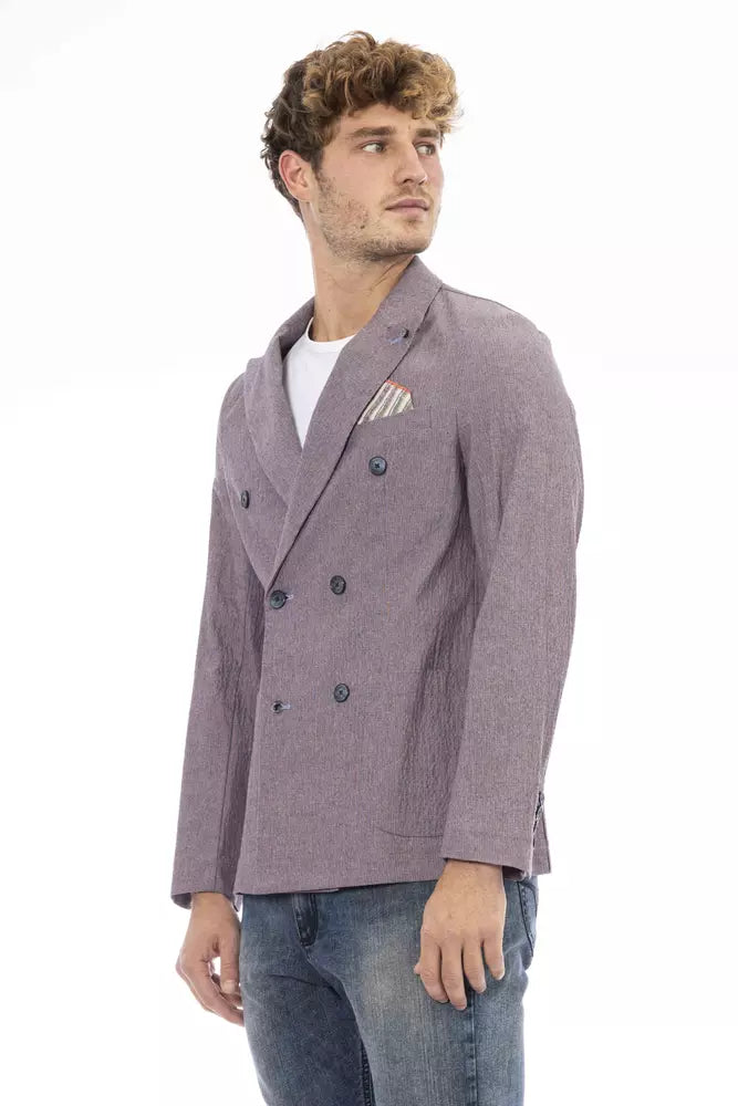 Elegant Purple Fabric Jacket with Button Closure