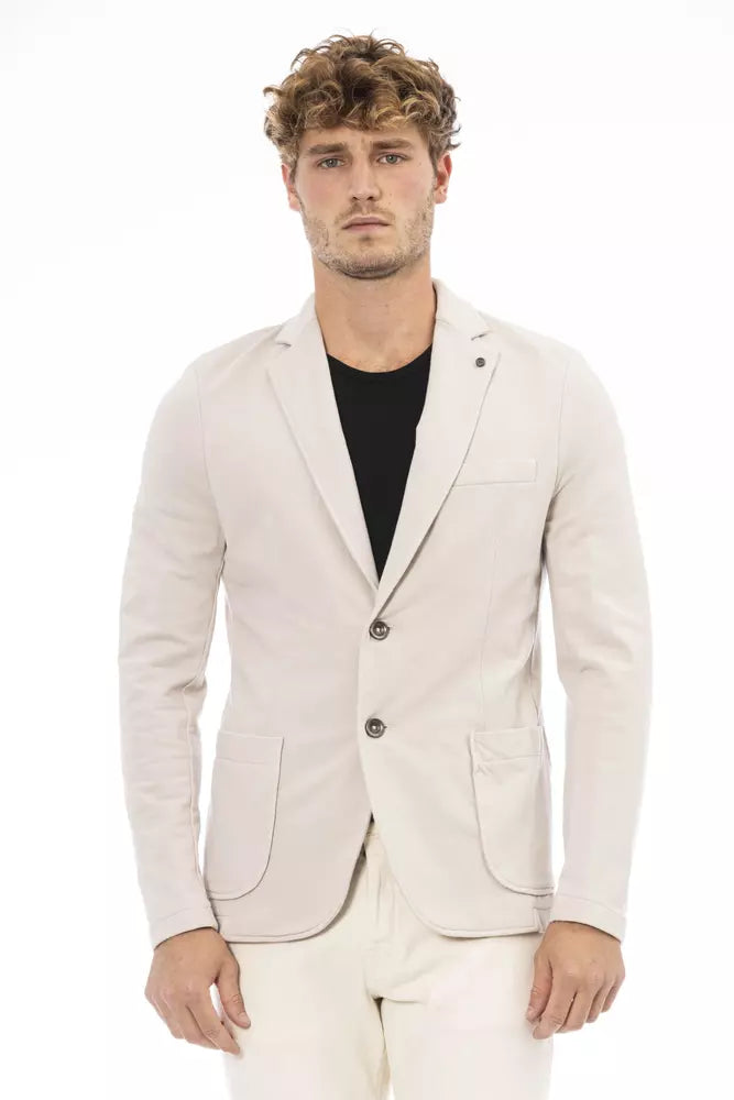 Beige Cotton Blend Classic Jacket