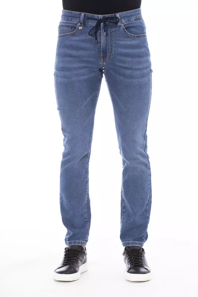Sleek Buttoned Lace-Up Men's Jeans