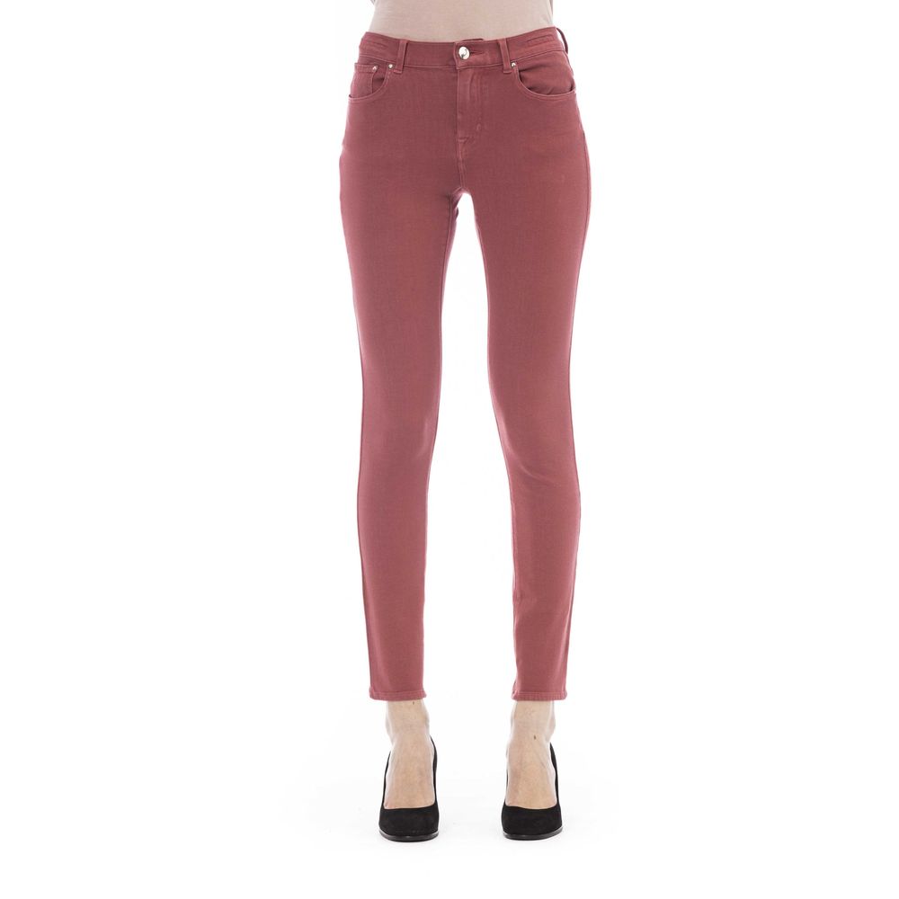 Elegant Burgundy Slim-Fit Jeans