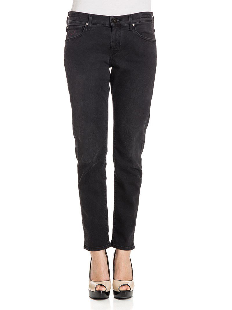 Black Cotton Karen Jeans with Pony Skin Patch