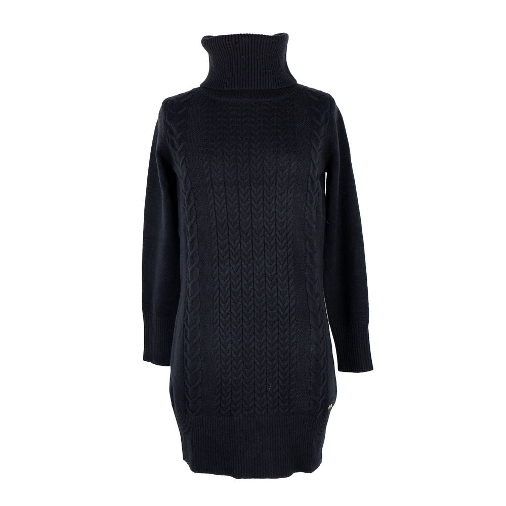 Chic Turtleneck Knit Dress with Logo Detail