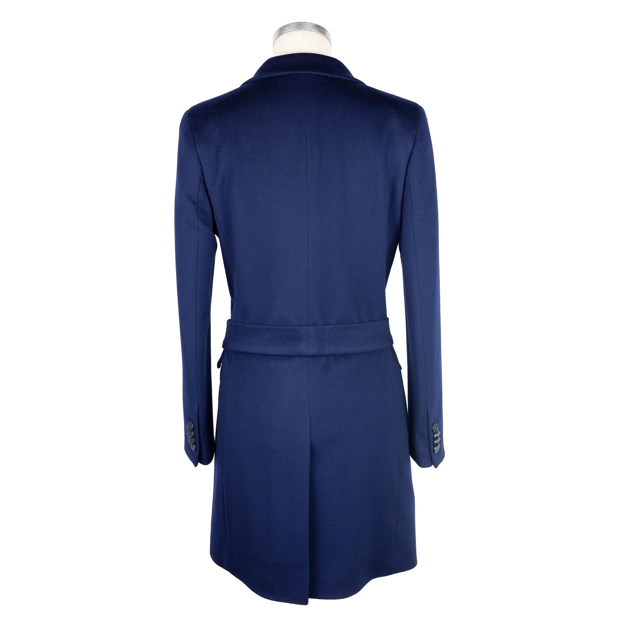 Elegant Wool Vergine Women's Blue Coat