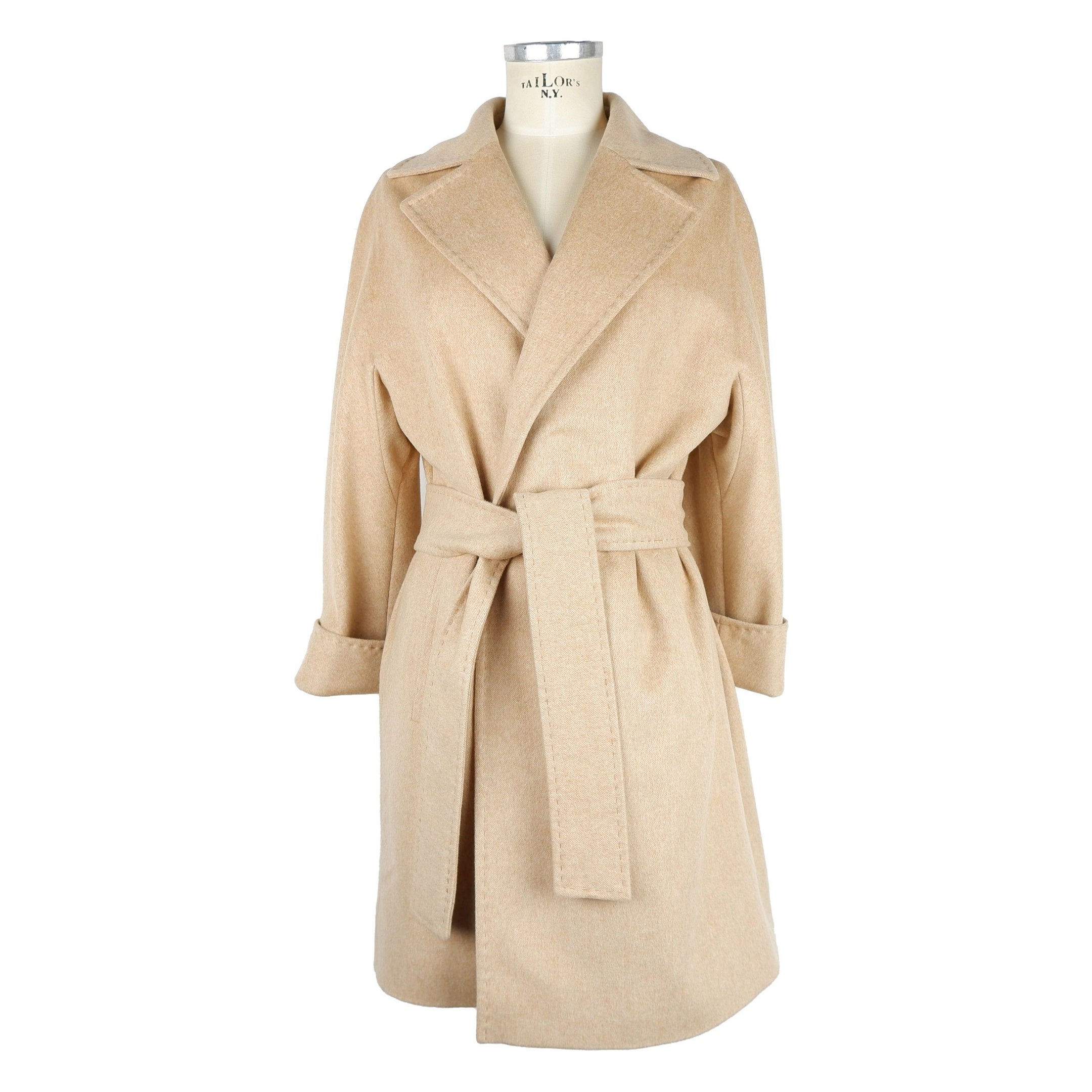 Elegant Beige Wool Women's Coat