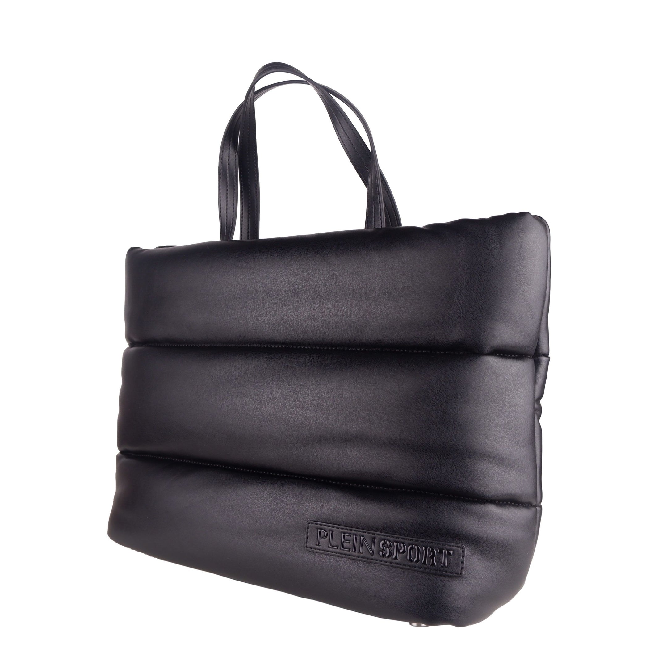 Elegant Black Padded Eco-Leather Shopper