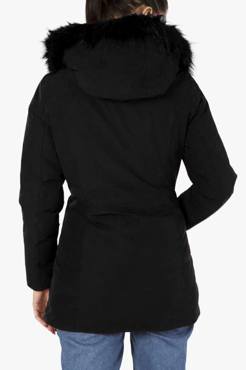 Chic Hooded Down Jacket with Fur Detail