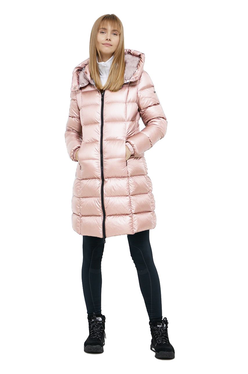 Elegant Long Down Jacket with Removable Hood