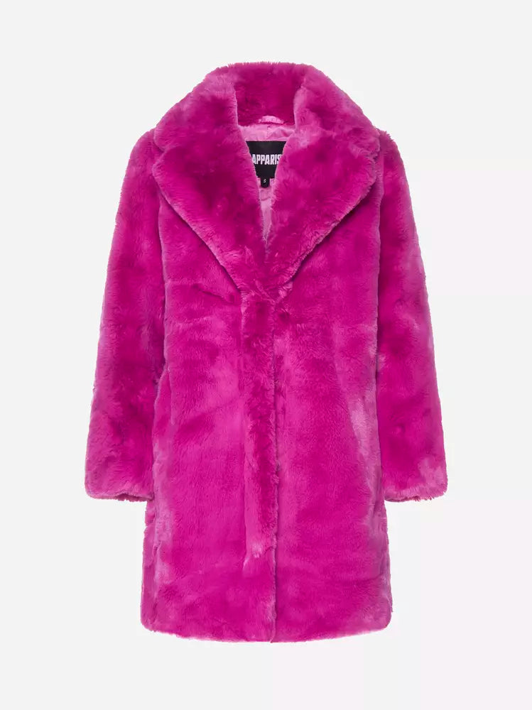 Chic Pink Faux Fur Jacket - Eco-Friendly Winter Essential