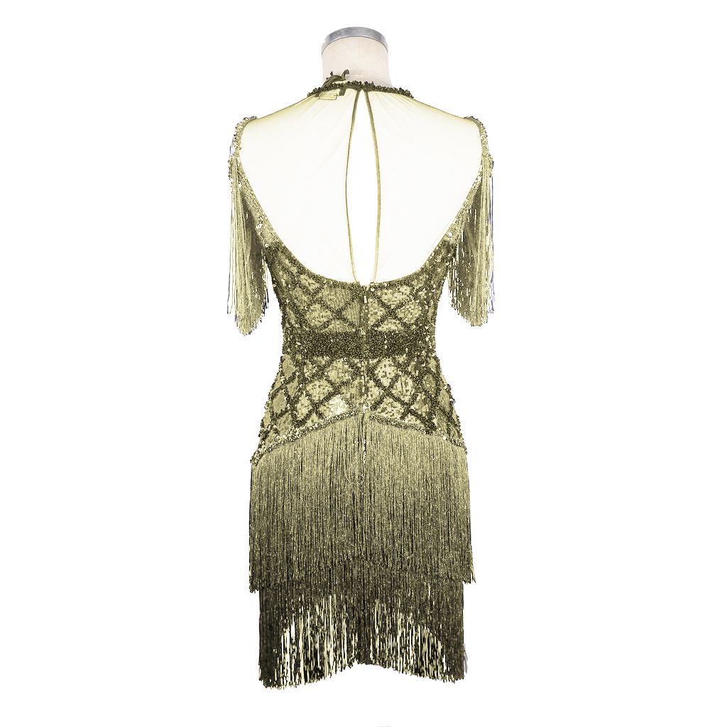 Glamorous Gold Fringed Sleeveless Dress