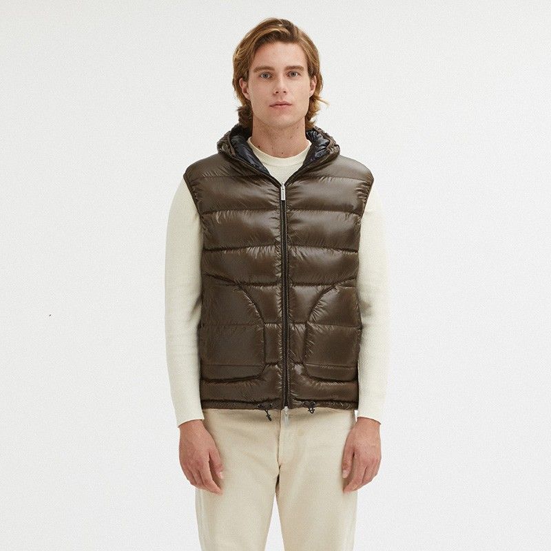 Reversible Hooded Duck Feather Vest