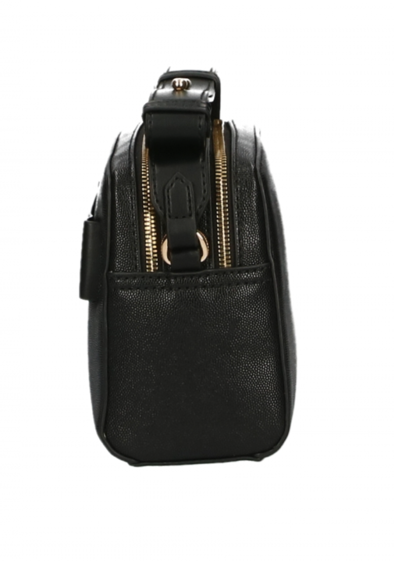 Sleek Black Double-Zip Crossbody Bag