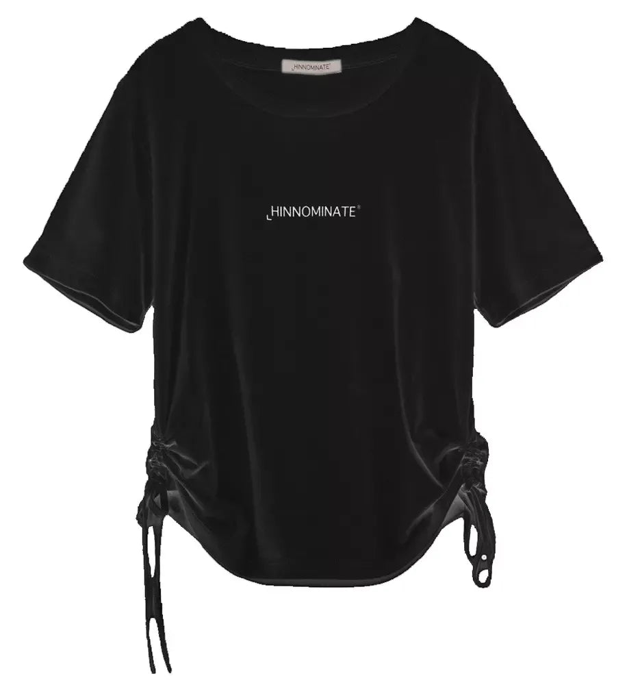 Elegant Gathered Jersey T-Shirt with Laces