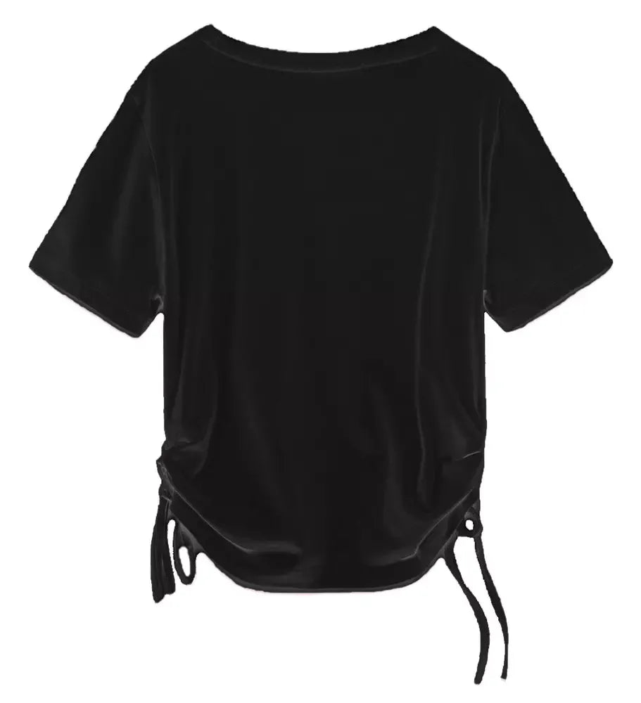 Elegant Gathered Jersey T-Shirt with Laces