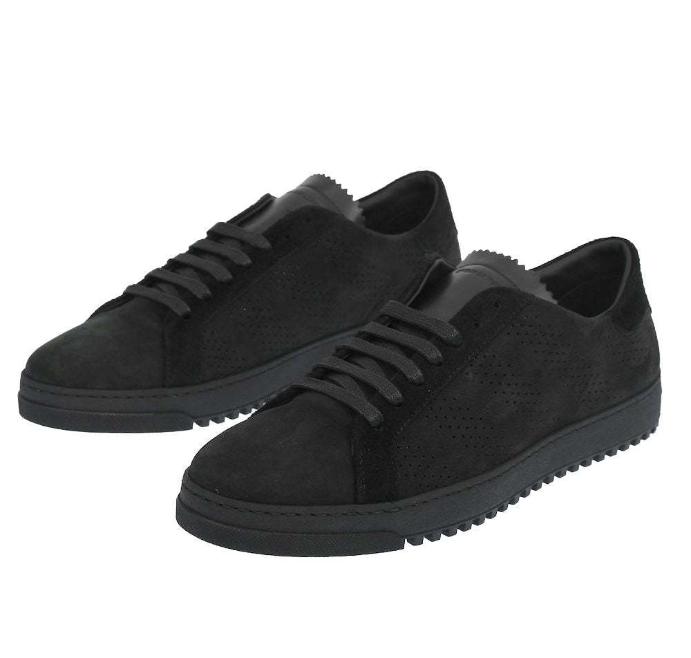 Elegant Suede Calfskin Lace-Up Sneakers