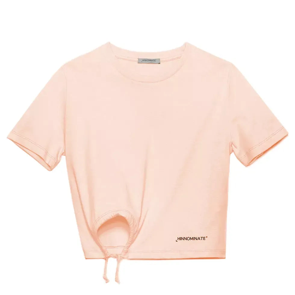 Chic Knotted Pink Cotton Tee